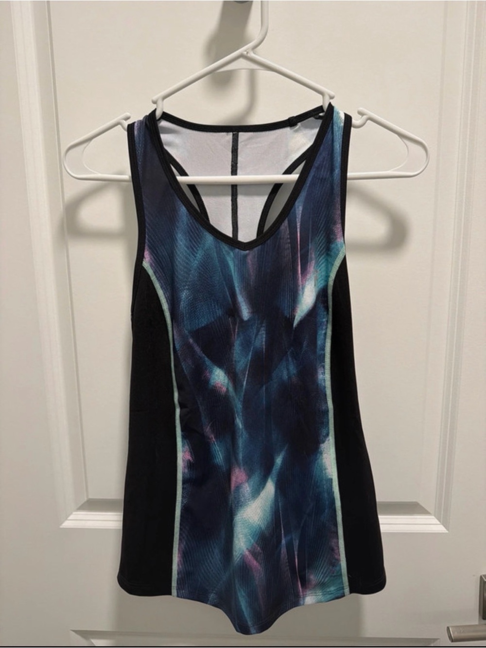 Speedo Black Tank Top with Blue Multicolor Front Panel